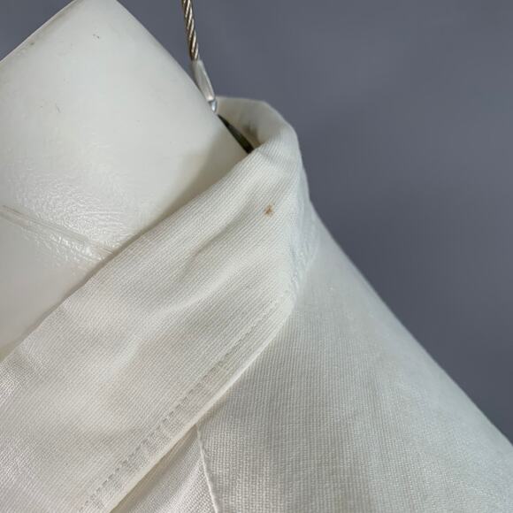ANN DEMEULEMEESTER Size S White Cotton Linen One Pocket Long Sleeve Shirt - Picture 4 of 9